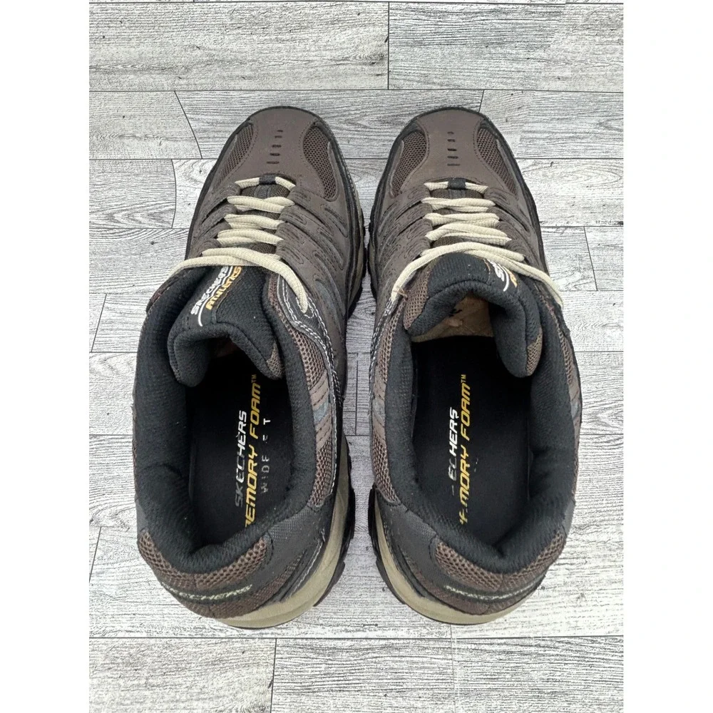 Skechers Athletics Men 10.5 Brown Black Leather Hiking‎ Walking Shoes 50125EWW
